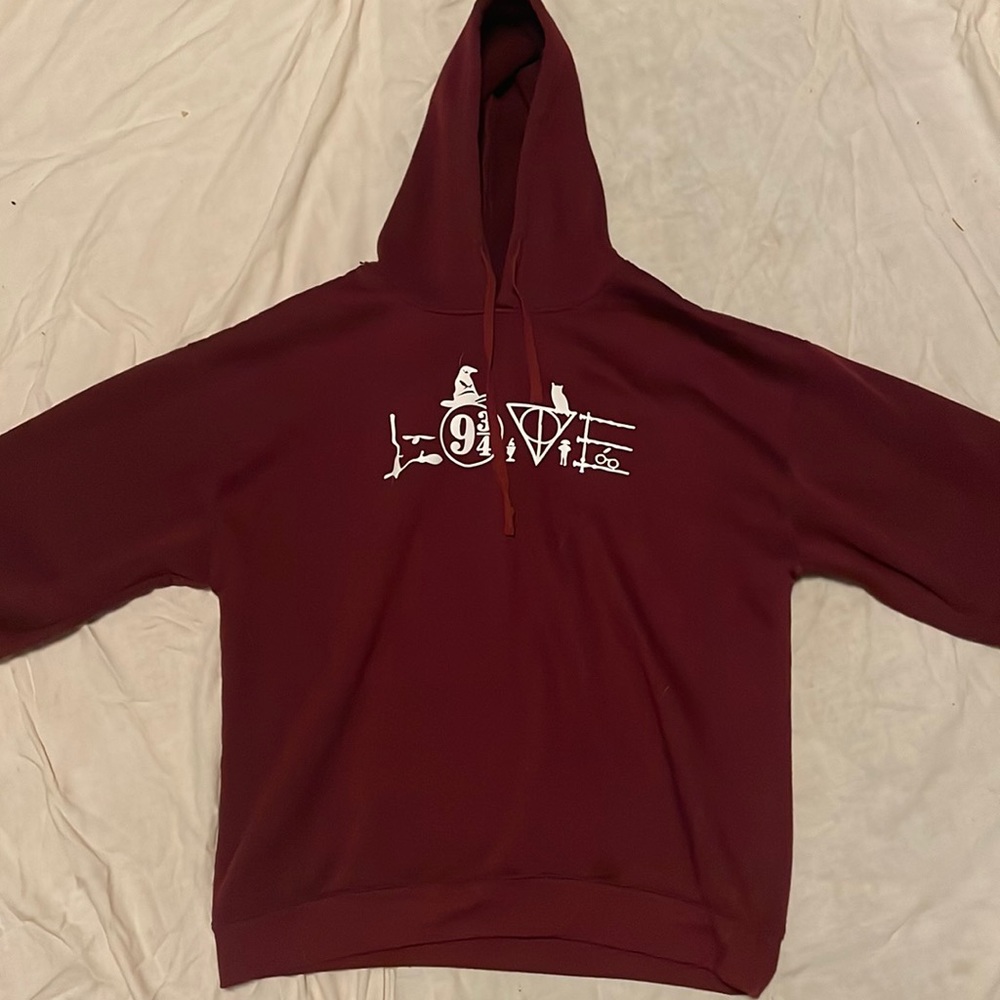 Maroon Harry Potter love oversized hoodie